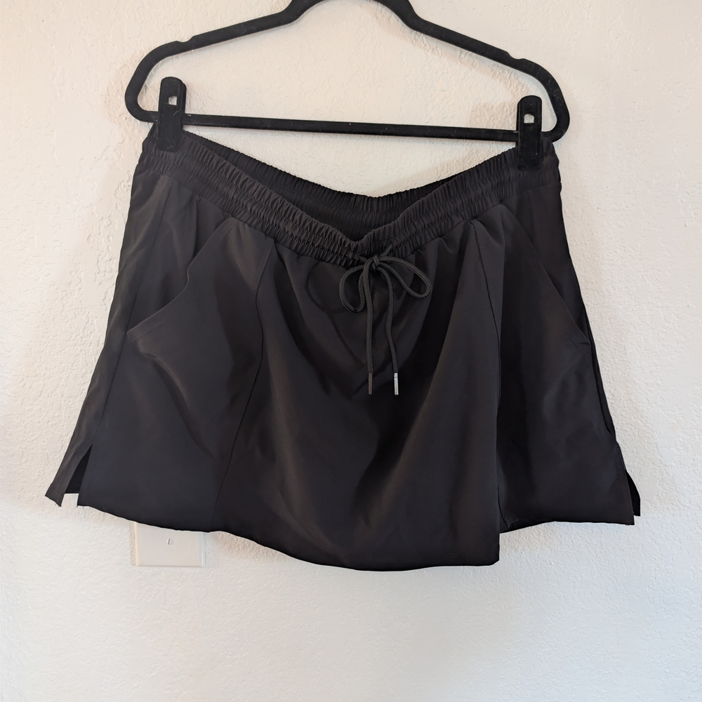 Black Swim Skort With Drawstring Swimsuit Mini Skirt Beach Modest Mom Swimsuit